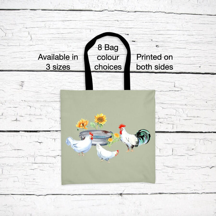 Chickens and Sunflowers Tote Bag