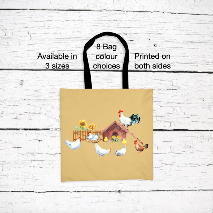 Chickens and Rooster Tote Bag
