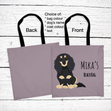 Load image into Gallery viewer, Dachshund (longhaired) tote bag personalized
