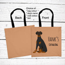 Load image into Gallery viewer, Doberman Pinscher (natural) tote bag personalized
