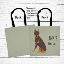 Load image into Gallery viewer, Miniature Pinscher (cropped ears) tote bag personalized
