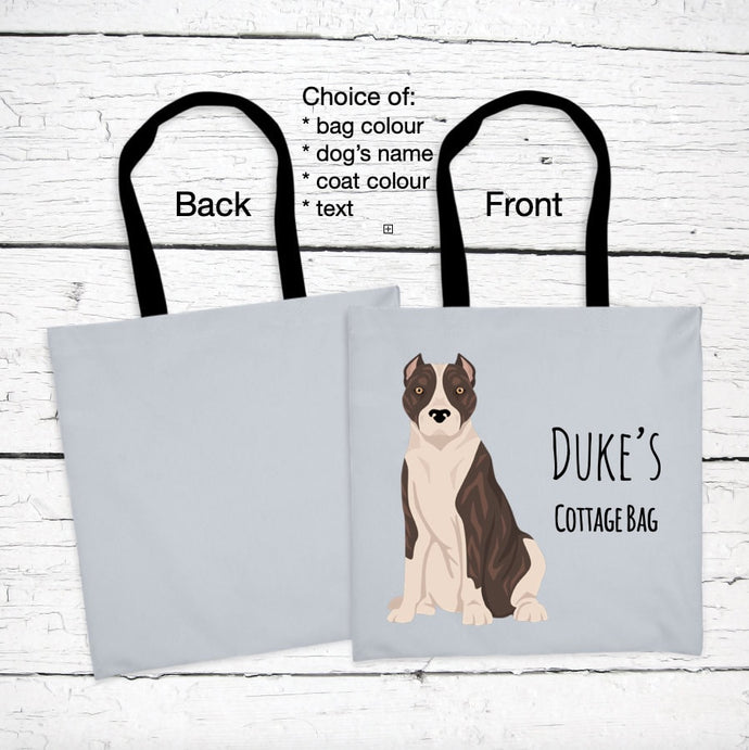 American Staffordshire Terrier (cropped ears) tote bag personalized