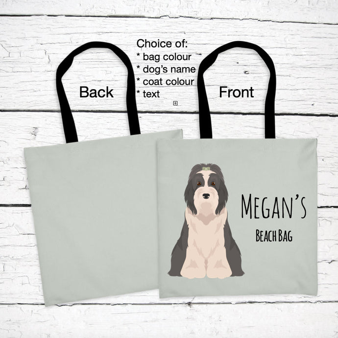 Bearded Collie tote bag personalized