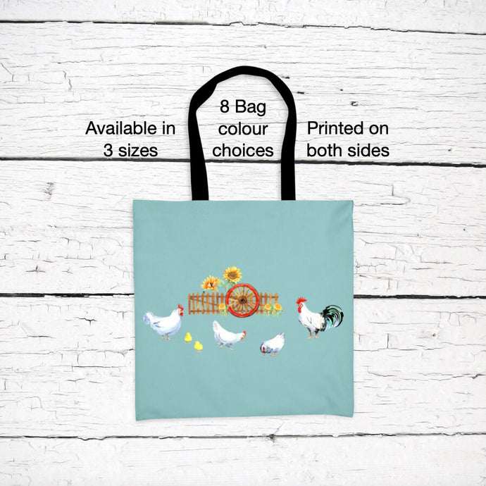Chickens by Fence Tote Bag