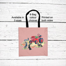 Load image into Gallery viewer, Rabbits and Tractor Tote Bag
