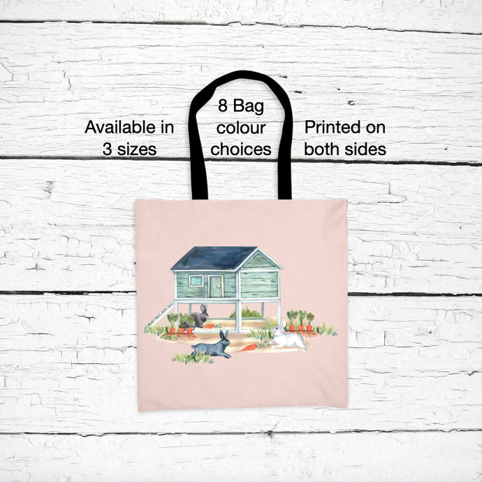 Rabbits in Garden Hutch Tote Bag