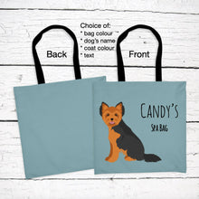 Load image into Gallery viewer, Yorkshire Terrier (puppy clip) tote bag personalized
