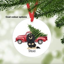 Load image into Gallery viewer, Dachshund (longhaired) ornament personalized
