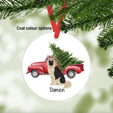 Load image into Gallery viewer, German Shepherd (longhaired) ornament personalized
