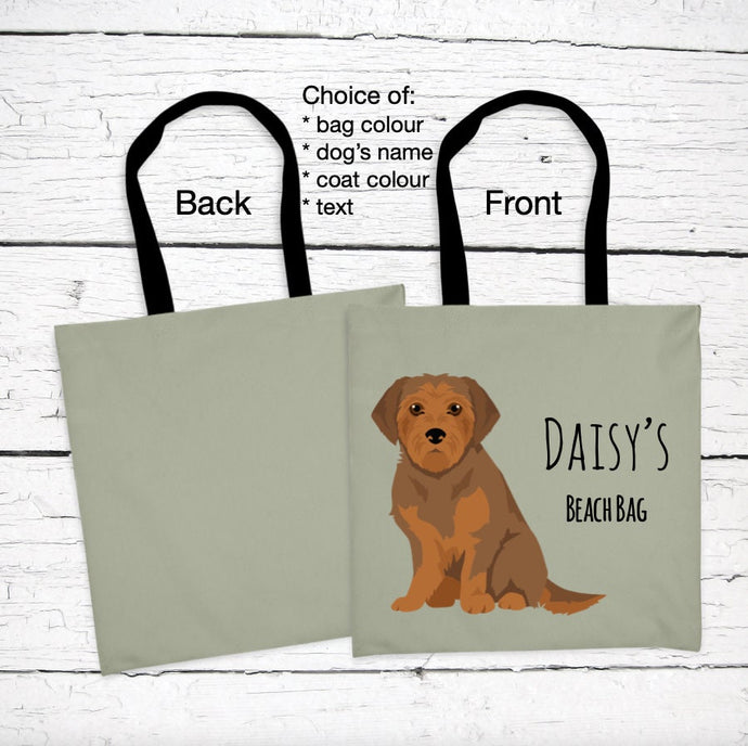 Borkie (Border Terrier/Yorkie mix) tote bag personalized