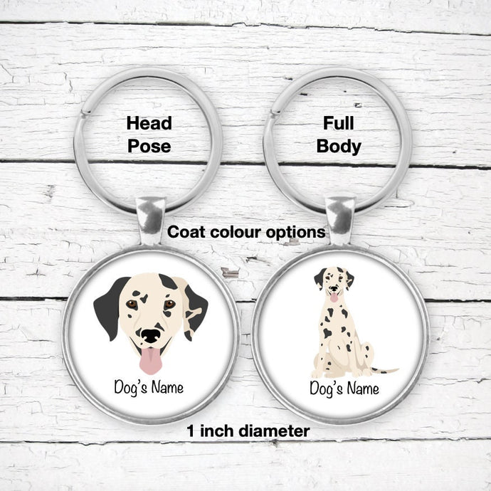Dalmatian bezel keychain personalized