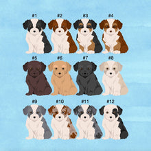 Load image into Gallery viewer, Bordoodle puppy (Border Collie/poodle mix) ornament personalized
