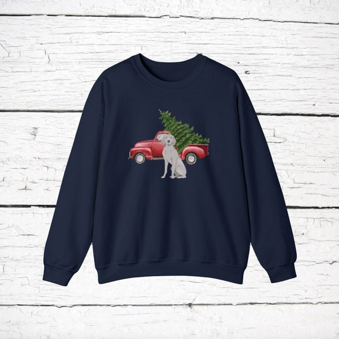 Weimaraner Red Truck Sweatshirt