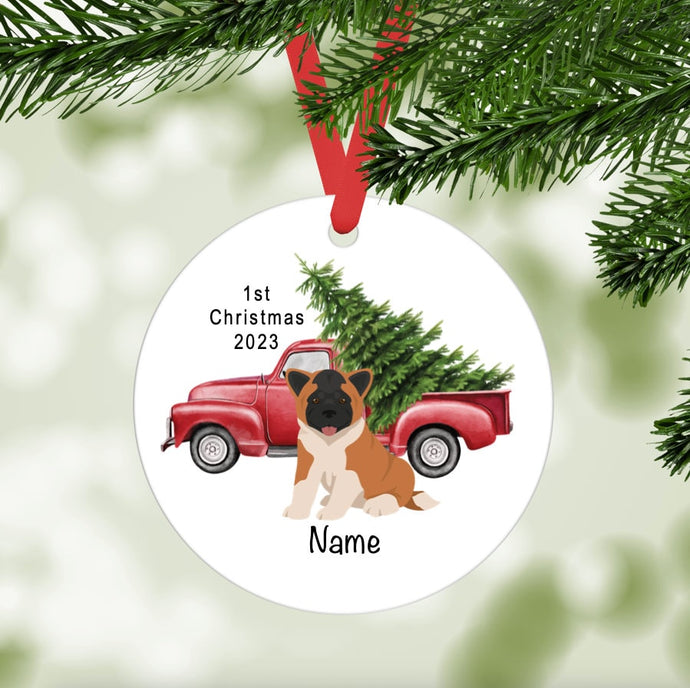 Akita puppy ornament personalized