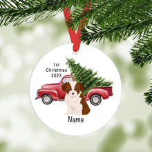Load image into Gallery viewer, Bordoodle puppy (Border Collie/poodle mix) ornament personalized
