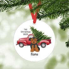 Load image into Gallery viewer, Borkie puppy (Border Terrier/Yorkie mix) ornament personalized
