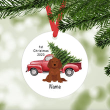 Load image into Gallery viewer, Irish Setter puppy ornament personalized
