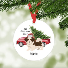 Load image into Gallery viewer, Mal-Shi (Maltese/Shih Tzu mix) puppy ornament personalized
