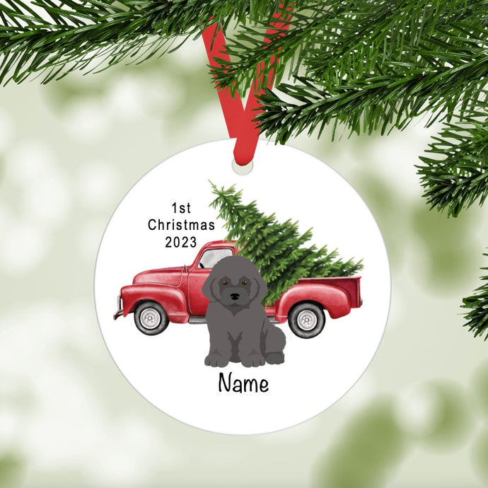 Newfoundland puppy ornament personalized