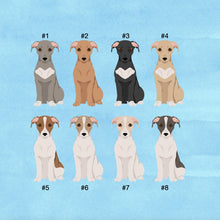 Load image into Gallery viewer, Whippet puppy ornament personalized
