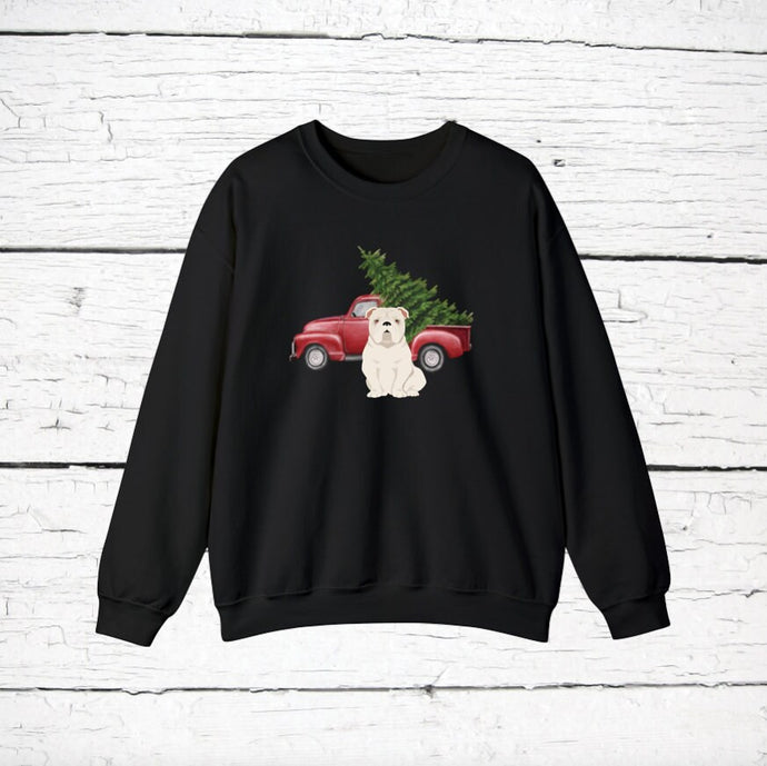 English Bulldog Red Truck Sweatshirt
