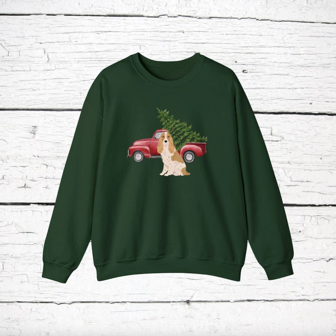English Cocker Spaniel Red Truck Sweatshirt