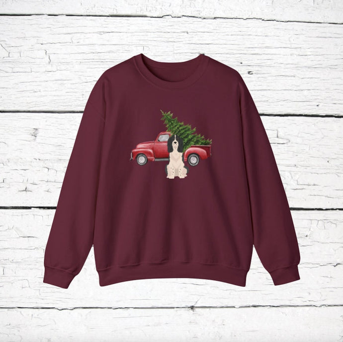 English Springer Spaniel Red Truck Sweatshirt