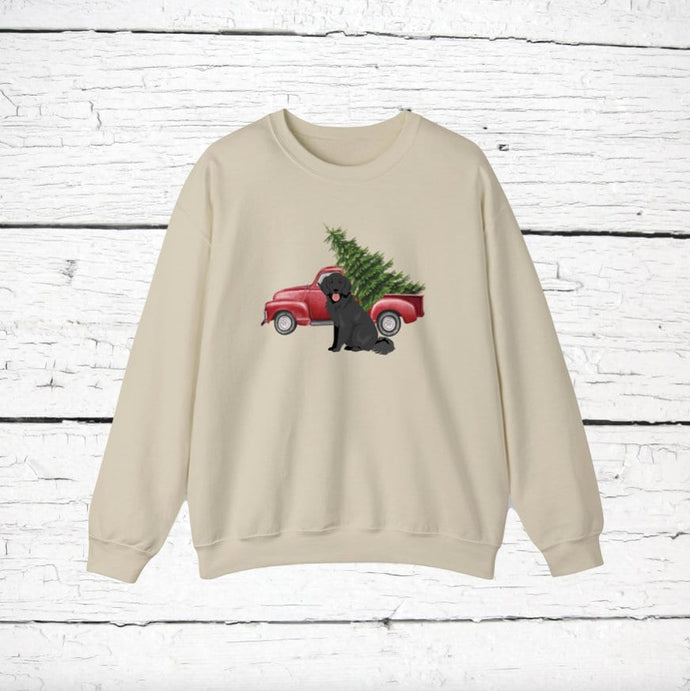 Flat Coated Retriever Red Truck Sweatshirt