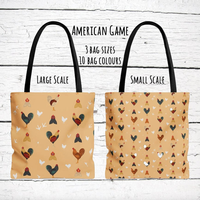 American Game Chicken pattern tote bag - chicken tote bag - farm animal carry bag
