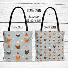 Load image into Gallery viewer, Orpington Chicken pattern tote bag - chicken tote bag - farm animal carry bag
