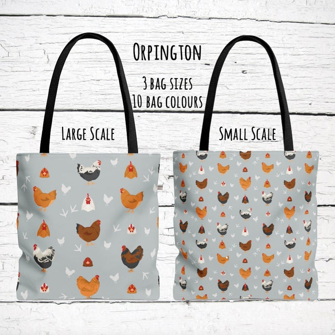 Orpington Chicken pattern tote bag - chicken tote bag - farm animal carry bag