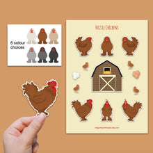 Load image into Gallery viewer, Frizzle chicken sticker set - chicken sticker sheets - chicken breed stickers
