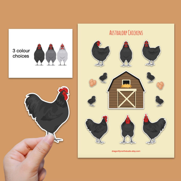 Australorp chicken sticker set - chicken sticker sheets - chicken breed stickers