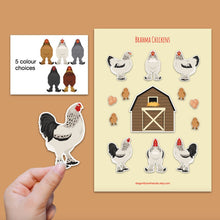 Load image into Gallery viewer, Brahma chicken sticker set - chicken sticker sheets - chicken breed stickers
