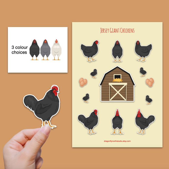 Jersey Giant chicken sticker set - chicken sticker sheets - chicken breed stickers