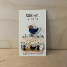 Load image into Gallery viewer, Polish rooster acrylic pin (black/brown)
