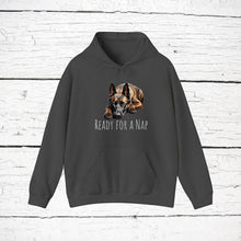Load image into Gallery viewer, Belgian Malinois "Ready for a Nap" Hooded Sweatshirt
