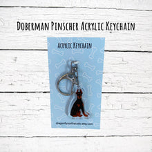 Load image into Gallery viewer, Doberman Pinscher (cropped ears) acrylic zipper pull

