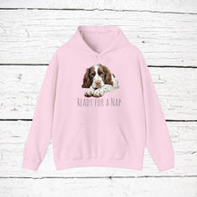 Load image into Gallery viewer, English Springer Spaniel "Ready for a Nap" Hooded Sweatshirt
