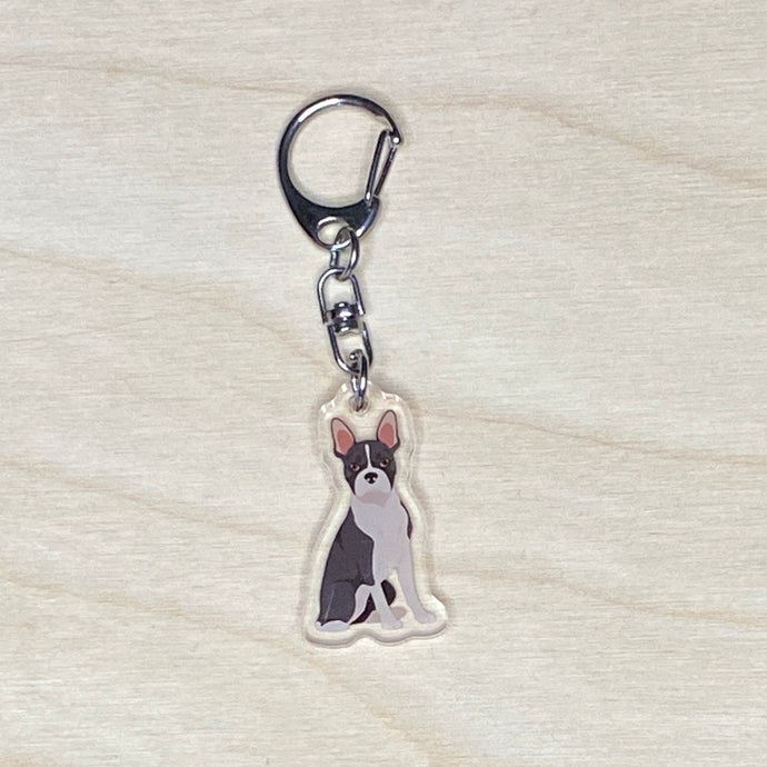 Boston Terrier acrylic zipper pull