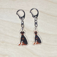 Load image into Gallery viewer, Doberman Pinscher (cropped ears) acrylic zipper pull
