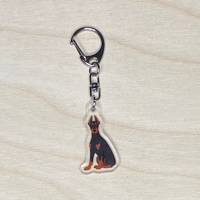 Doberman Pinscher (cropped ears) acrylic zipper pull