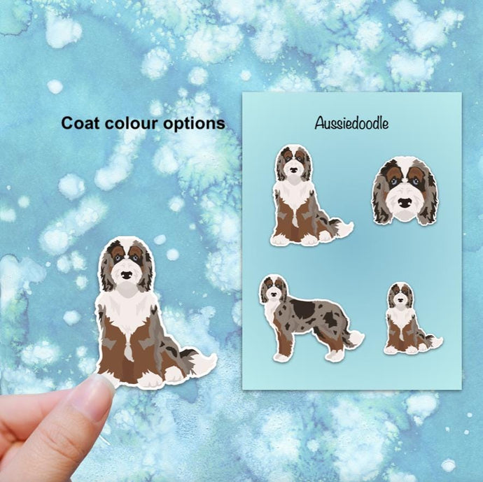 Aussiedoodle (Australian Shepherd/Poodle mix) Vinyl Sticker Set