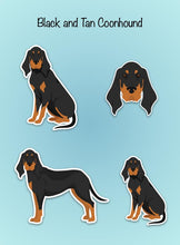 Load image into Gallery viewer, Black and Tan Coonhound Vinyl Sticker Set
