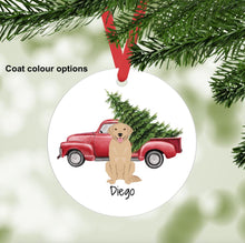 Load image into Gallery viewer, Goldador (Golden Retriever/Labrador mix) ornament personalized
